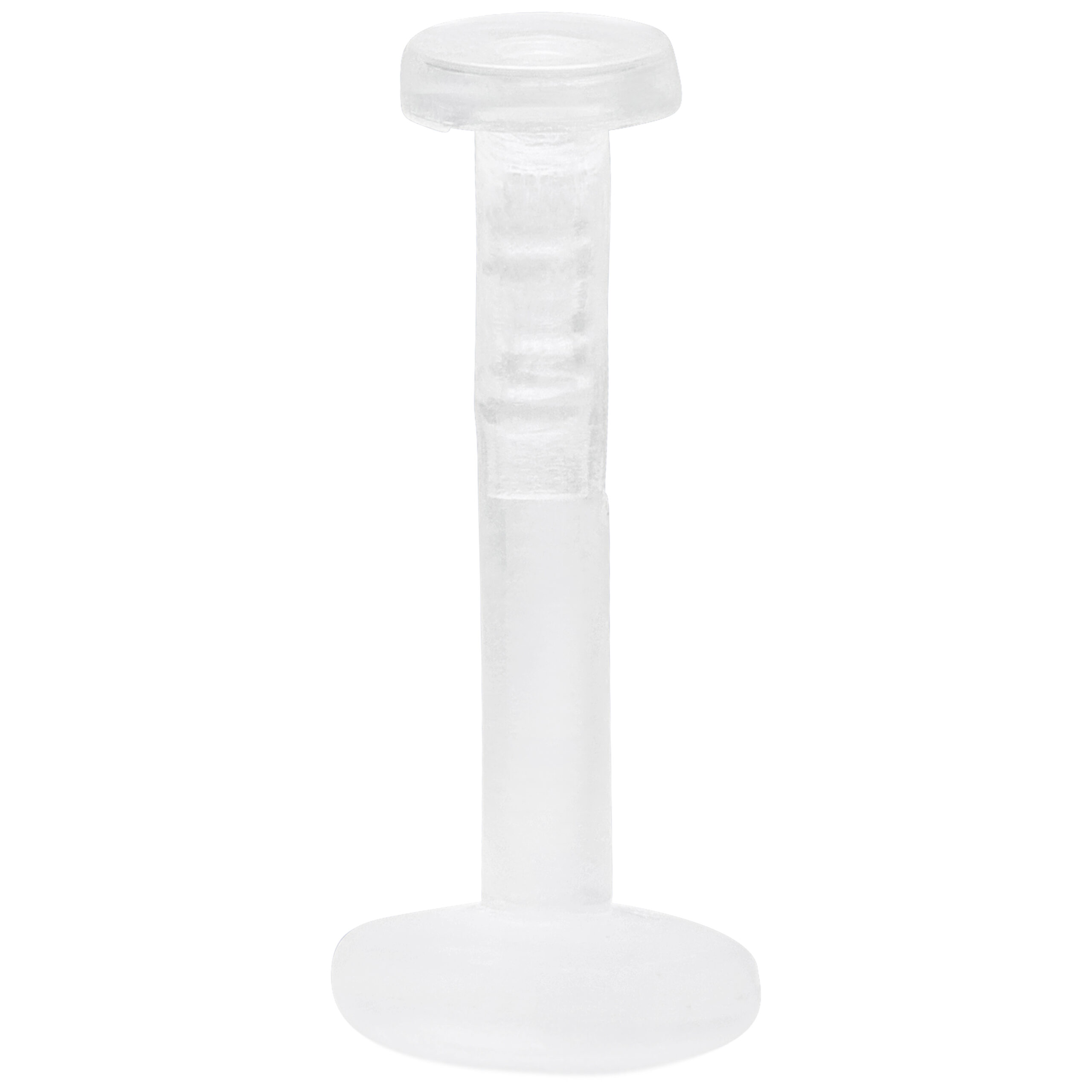 Läpinäkyvä Push-Fit Labret-tappi Bioplastista Läpinäkyvä Labret-tappi Bioplastista valkoisella taustalla