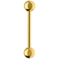 Kiiltävä 18K kultainen barbell, pituus 14,0 mm, valkoisella taustalla
