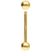 Kultainen 18K barbell, 14,0 mm pituus ja ulkokierre valkoisella taustalla