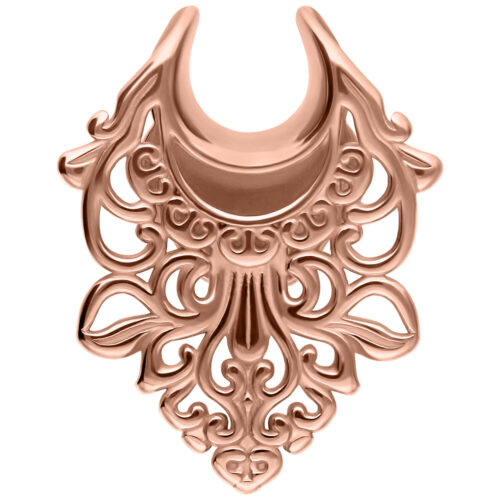 Hieno barokkityylinen Ear Saddle ruusukultaisena, koko 8,0 mm, valkoisella taustalla