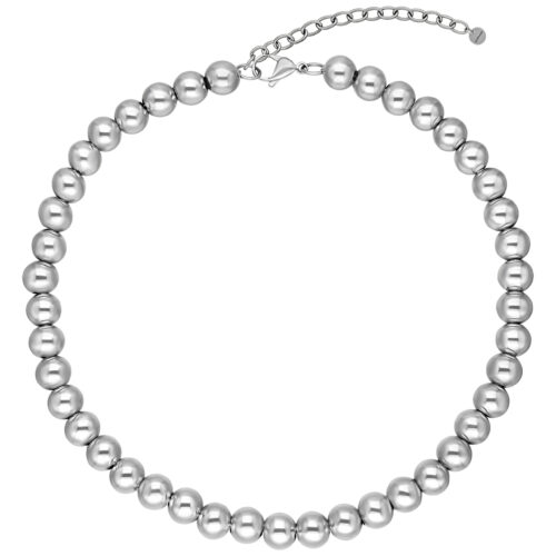 Hopeinen Bubble-kaulakoru kirurginteräksestä 316L valkoisella taustalla