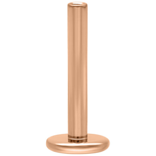 Ruusukultainen Titan Labret -tappi, 1,2 mm paksuus, 6 mm pituus valkoisella taustalla