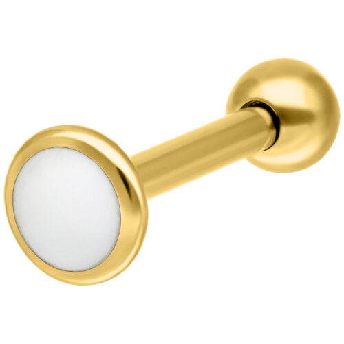 Kultainen titaani labret valkoisella levyllä valkoisella taustalla