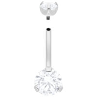 Hopeanvärinen Double Crystal Bananabell 10mm Hopeanvärinen Bananabell kahdella kirkkaalla kristallilla valkoisella taustalla