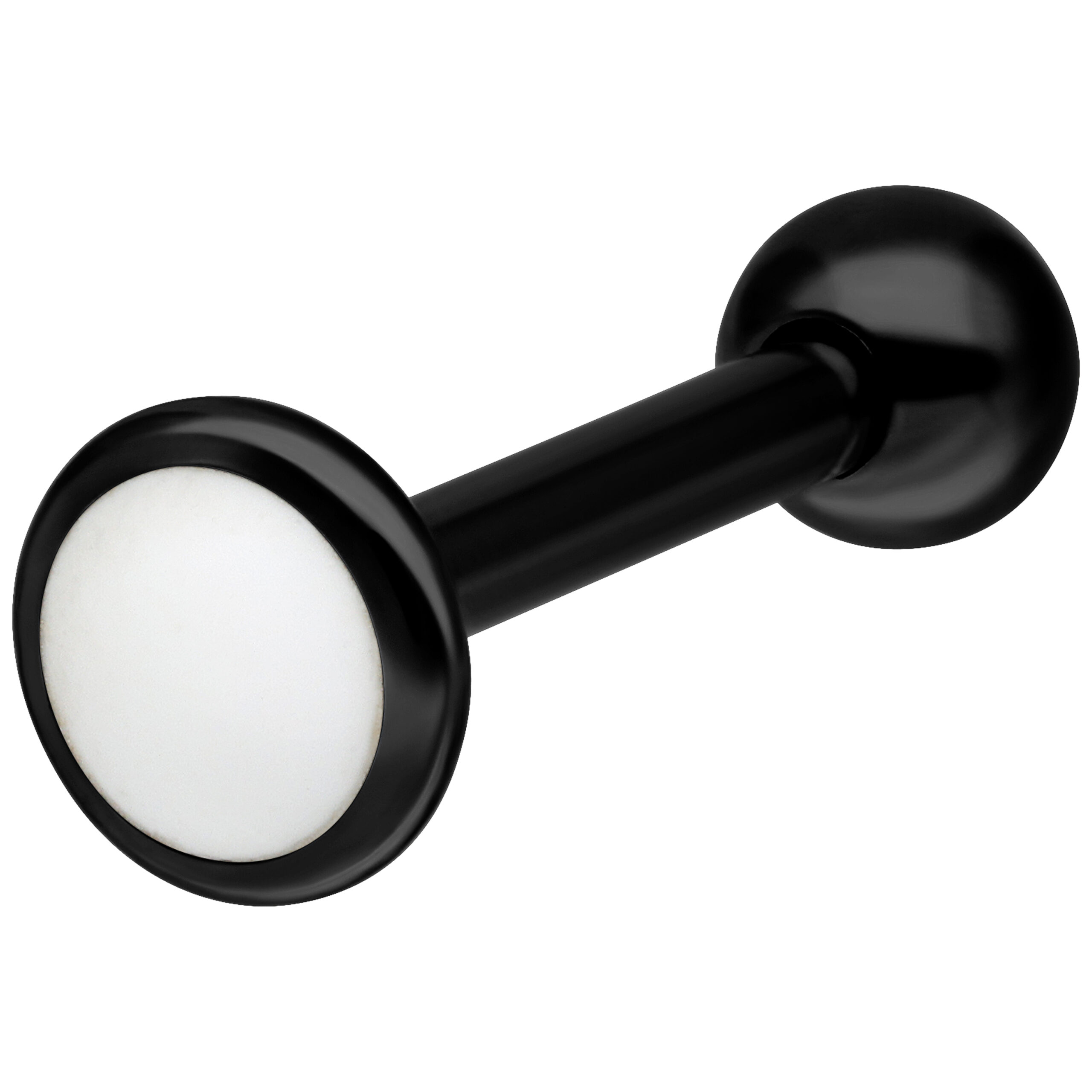 Musta titaaninen labret valkoisella pallolla valkoisella taustalla