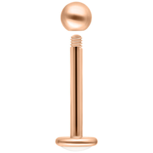 Labret-lävistys titaanista ruusukullassa ulkokierteellä, pituus 7,0 mm