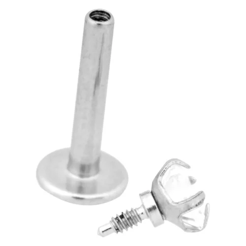 Steel Basicline® Internally Threaded Jewelled Labret Round Stone