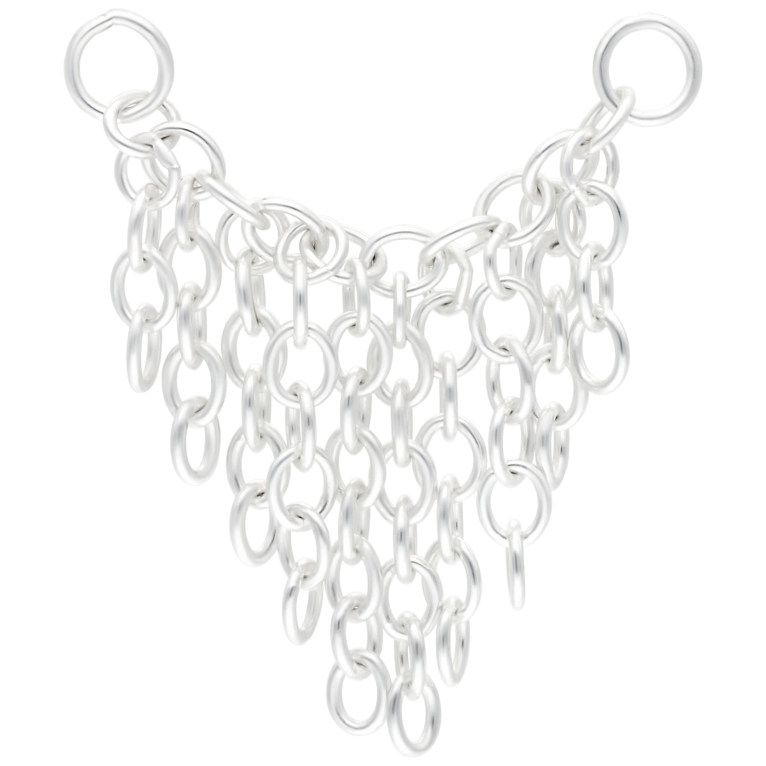Hopeinen Tassle-lävistysketju 20mm Hopeinen Tassle-lävistysketju 20mm pituudella valkoisella taustalla