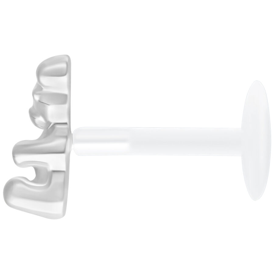 Hopeanvärinen Gummi Bear Labret Push Fit valkoisella taustalla