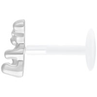 Hopeanvärinen Gummi Bear Labret Push Fit valkoisella taustalla