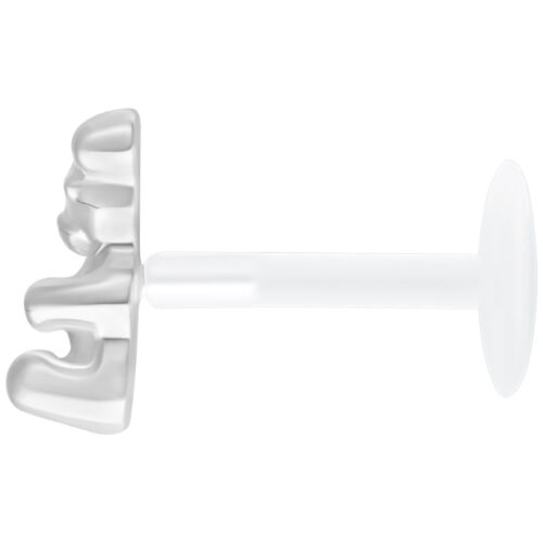 Hopeanvärinen Gummi Bear Labret Push Fit valkoisella taustalla
