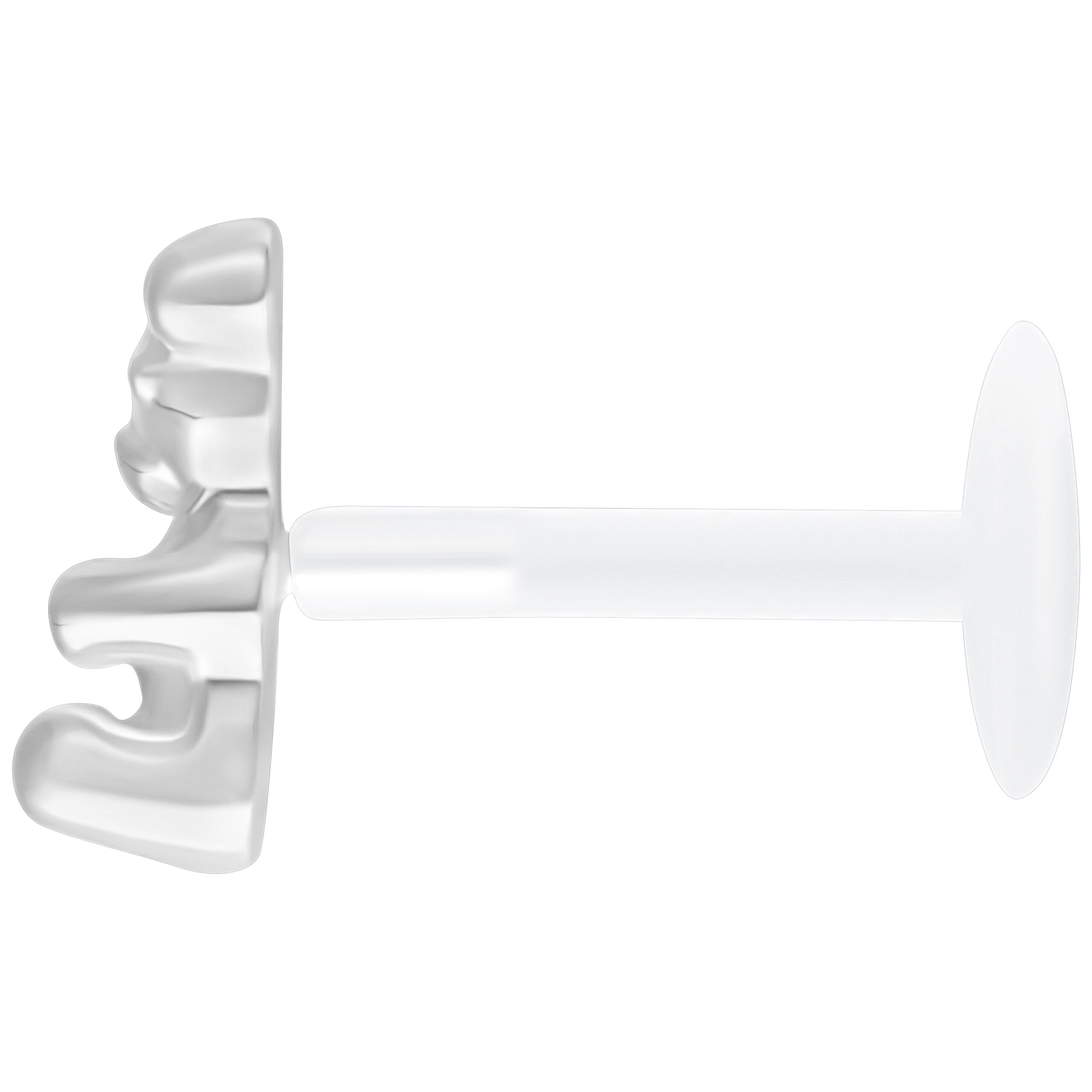 Hopeanvärinen Gummi Bear Labret Push Fit valkoisella taustalla