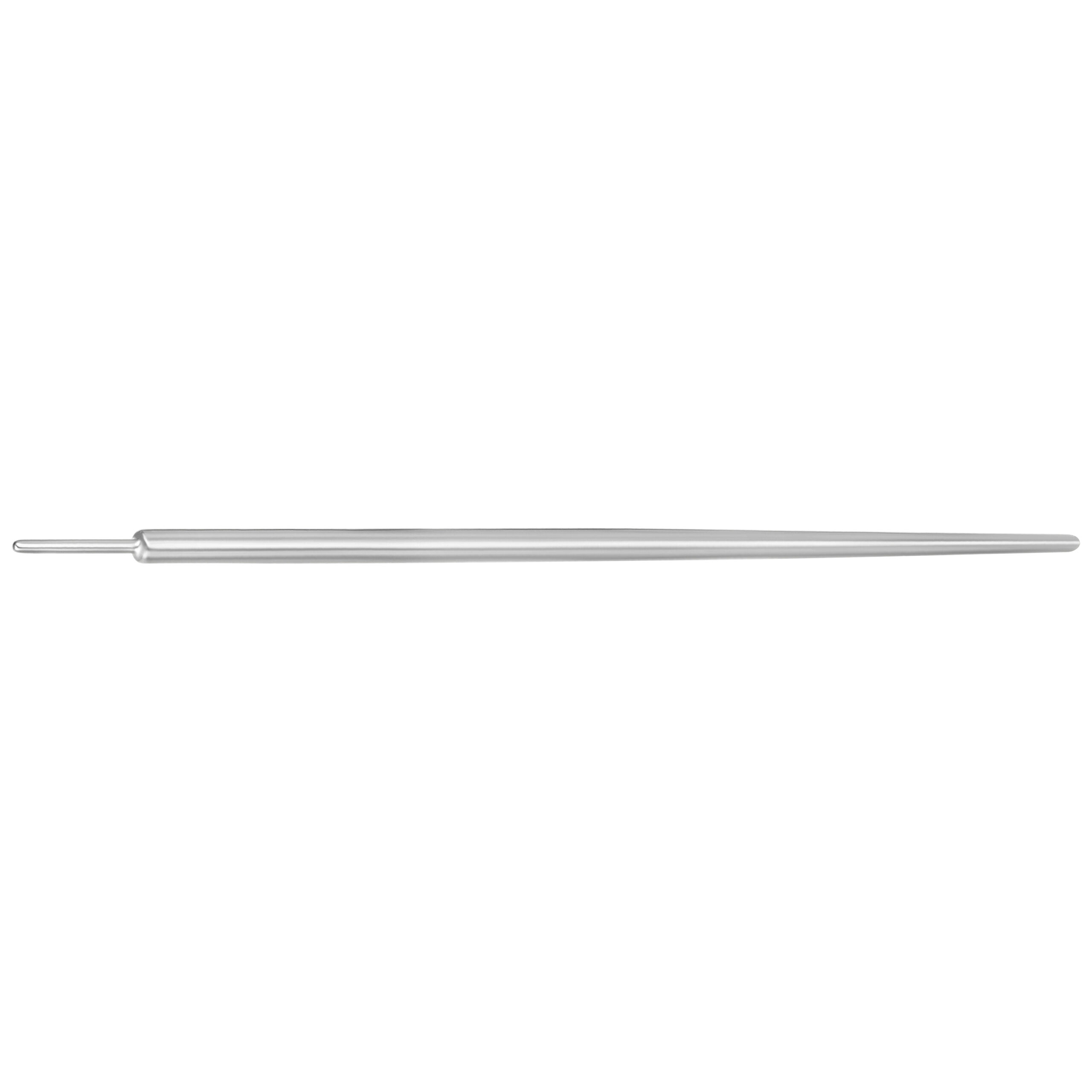 Hopeinen suora lävistystappi titaanista, 1,2 mm paksuus, 38,0 mm pituus, valkoisella taustalla