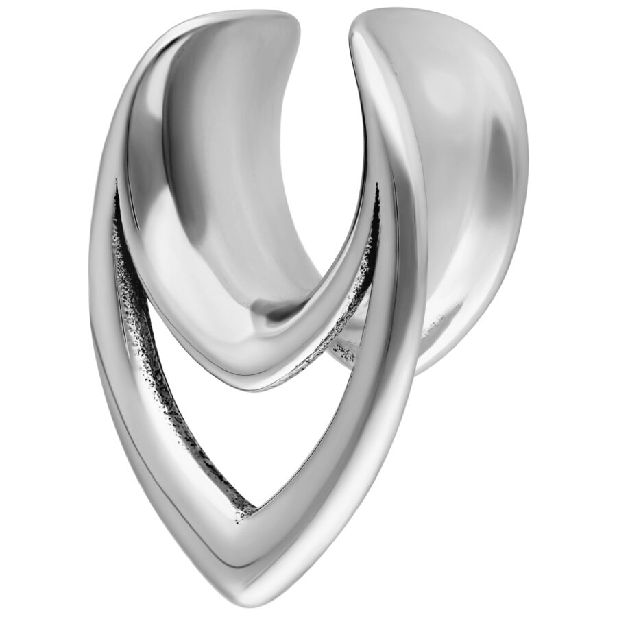 Hopeiset Double Arrow Earsaddles kirurginteräksestä 316L, 8,0 mm koko, valkoisella taustalla