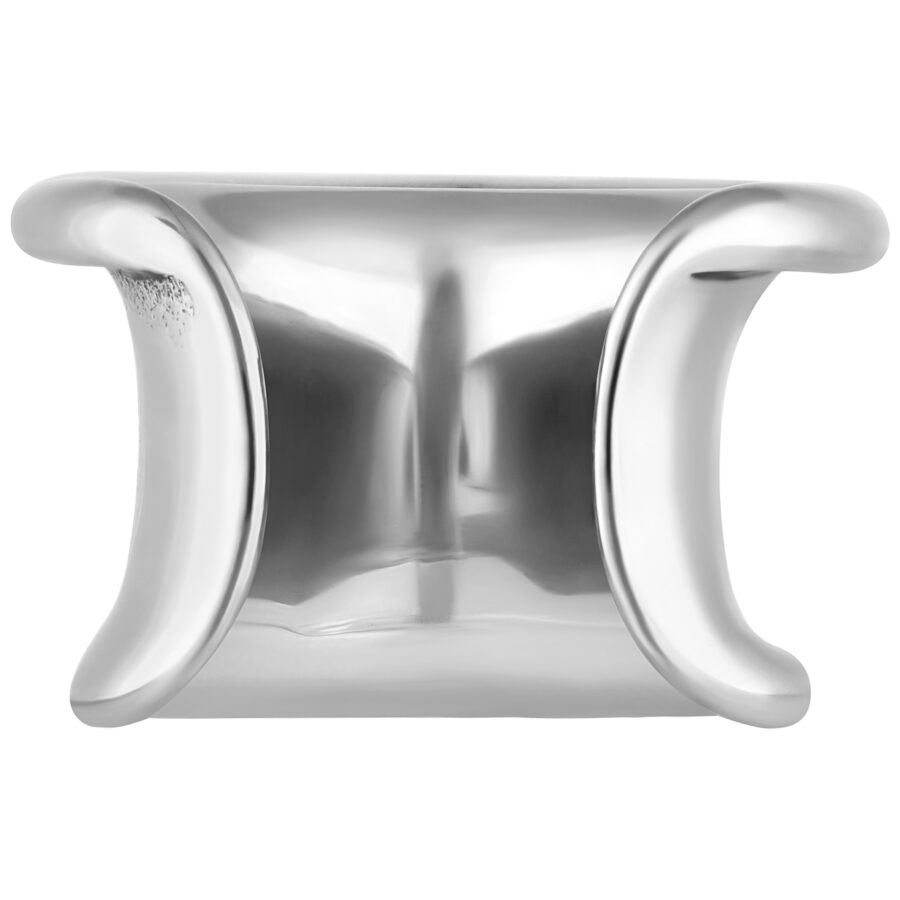 Hopeinen Double Arrow Earsaddle kirurginteräksestä, 8,0 mm, valkoisella taustalla