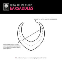 Mittausohjeet Double Arrow Earsaddlesille Kaavio Earsaddlesin ulkohalkaisijan mittaamisesta valkoisella taustalla