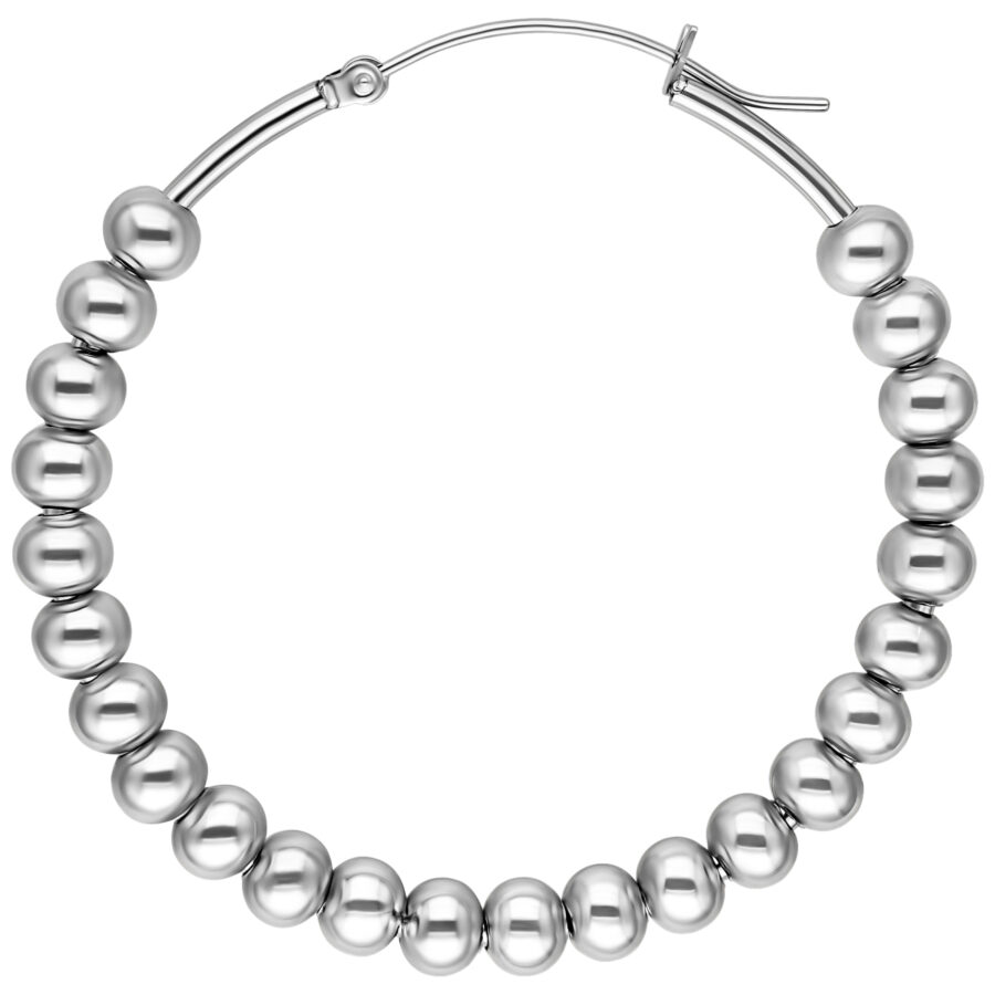 Hopeiset Bubble Hoops -korvakorut kiiltävästä kirurginteräksestä valkoisella taustalla