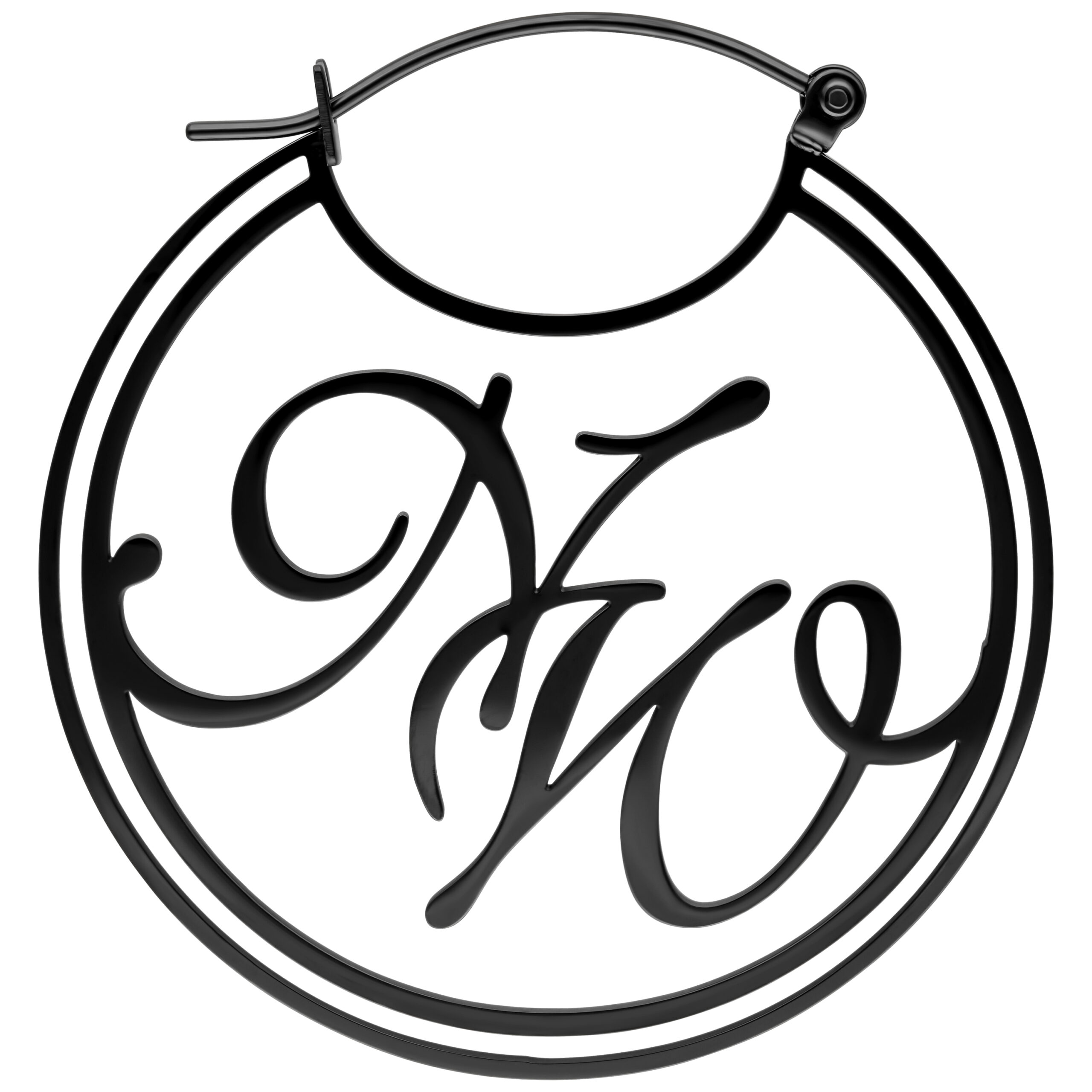 Musta Nightwish-logo korvakorut Mustat korvakorut, joissa Nightwish-logo valkoisella taustalla
