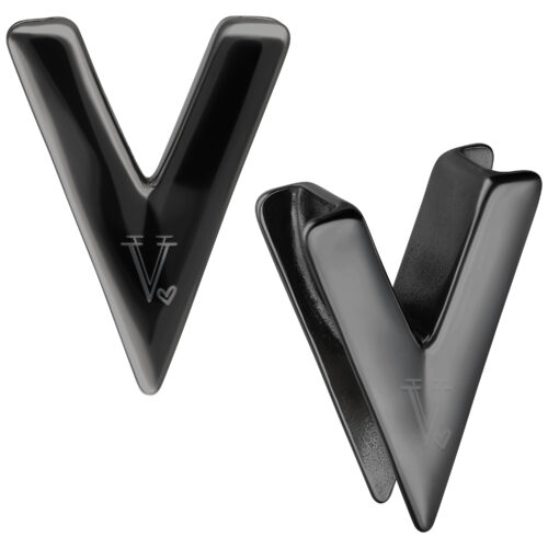 Musta V-muotoiset Earsaddles Verena Venus, 14 mm, valkoisella taustalla