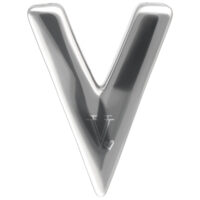 Verena Venus V korvasatula hopeassa Hopeinen V-muotoinen korvasatula PMMA:sta valkoisella taustalla