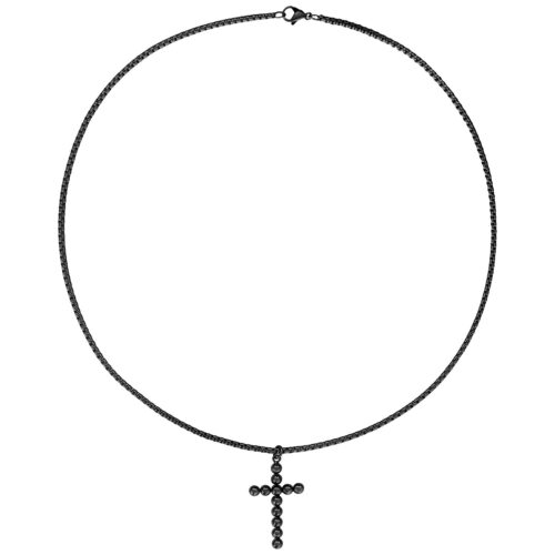 Musta ristikoru kirurginteräksestä kuplarakenteella valkoisella taustalla