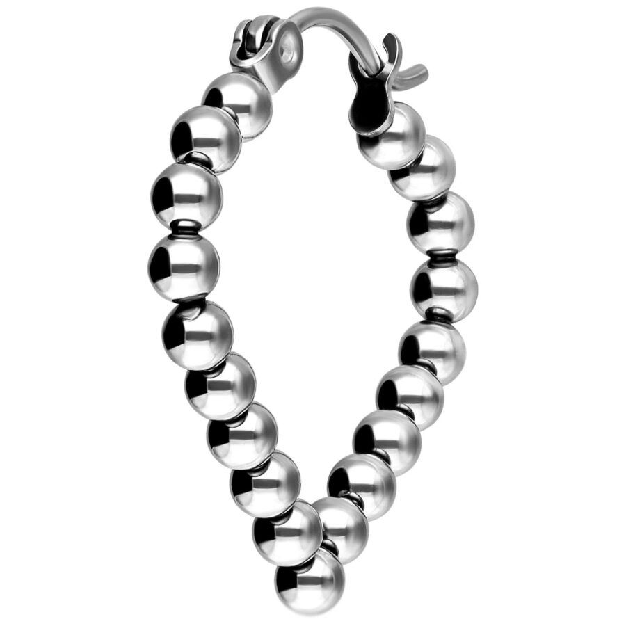 Hopeiset Bubble Polygon Hoops -korvakorut kirurginteräksestä valkoisella taustalla