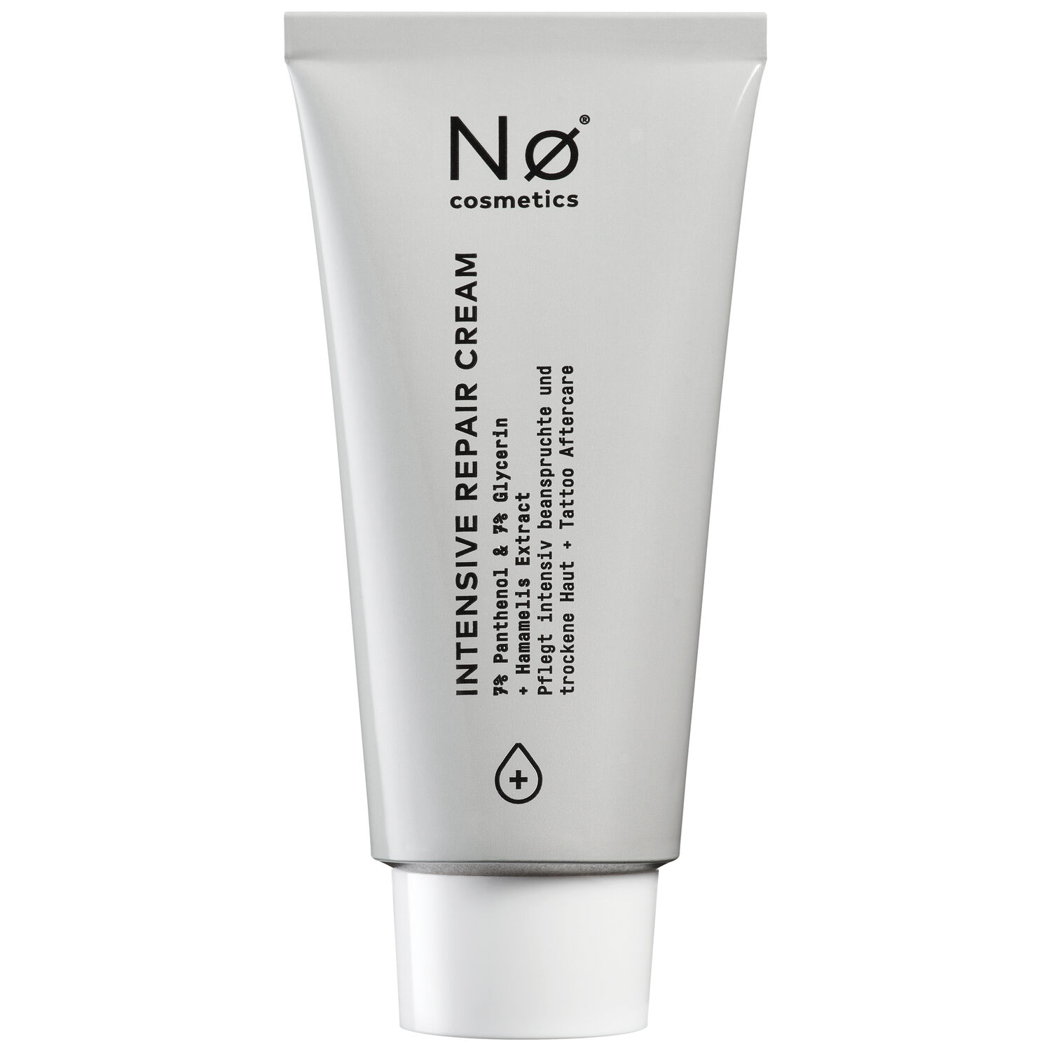 Nø Cosmetics Intensiv Repair Cream -harmaa tuubi valkoisella taustalla