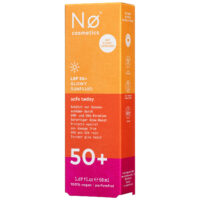 No Cosmetics Glowy Sunfluid LSF50:n oranssi ja pinkki pakkaus valkoisella taustalla