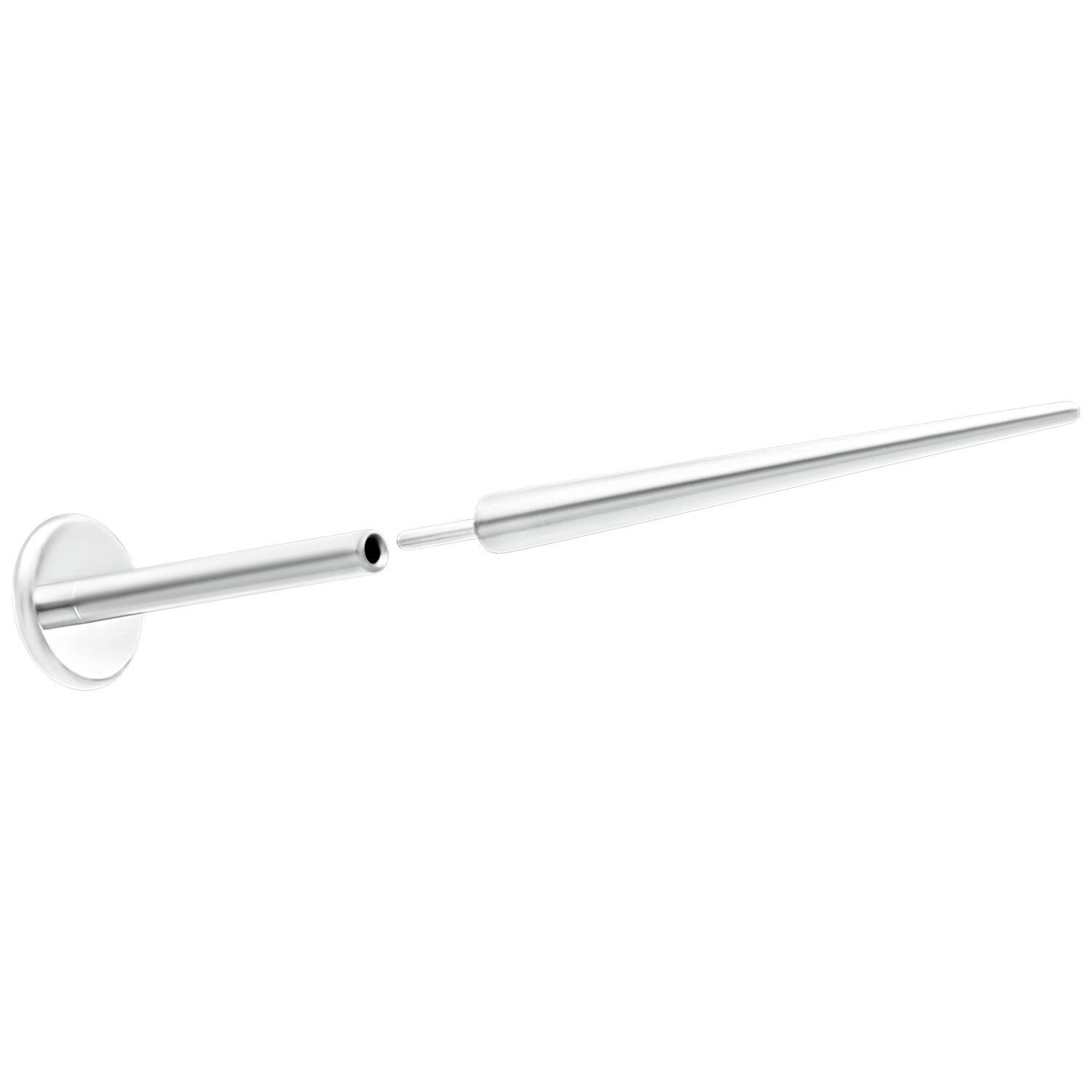Push-Fit asennustappi 1.2mm titaani hopea Hopeinen Push-Fit asennustappi titaanista valkoisella taustalla