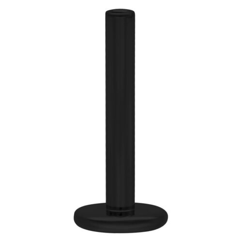 Musta labret-tappi titaanista, 1,2 mm paksuus ja 5 mm pituus valkoisella taustalla