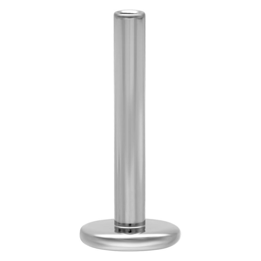 Titaani Labret-tappi sisäkierteellä, hopea Hopeinen labret-tappi titaanista sisäkierteellä valkoisella taustalla