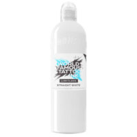 World Famous Ink Pink -tatuointiväri 240 ml Valkoinen pullo World Famous Ink Pink -tatuointiväriä valkoisella taustalla