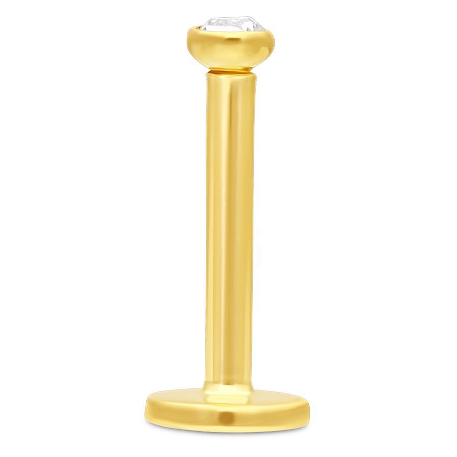 18K Kultainen Labret Kristallilla Kultainen 18K Labret kirkkaalla kristallilla valkoisella taustalla