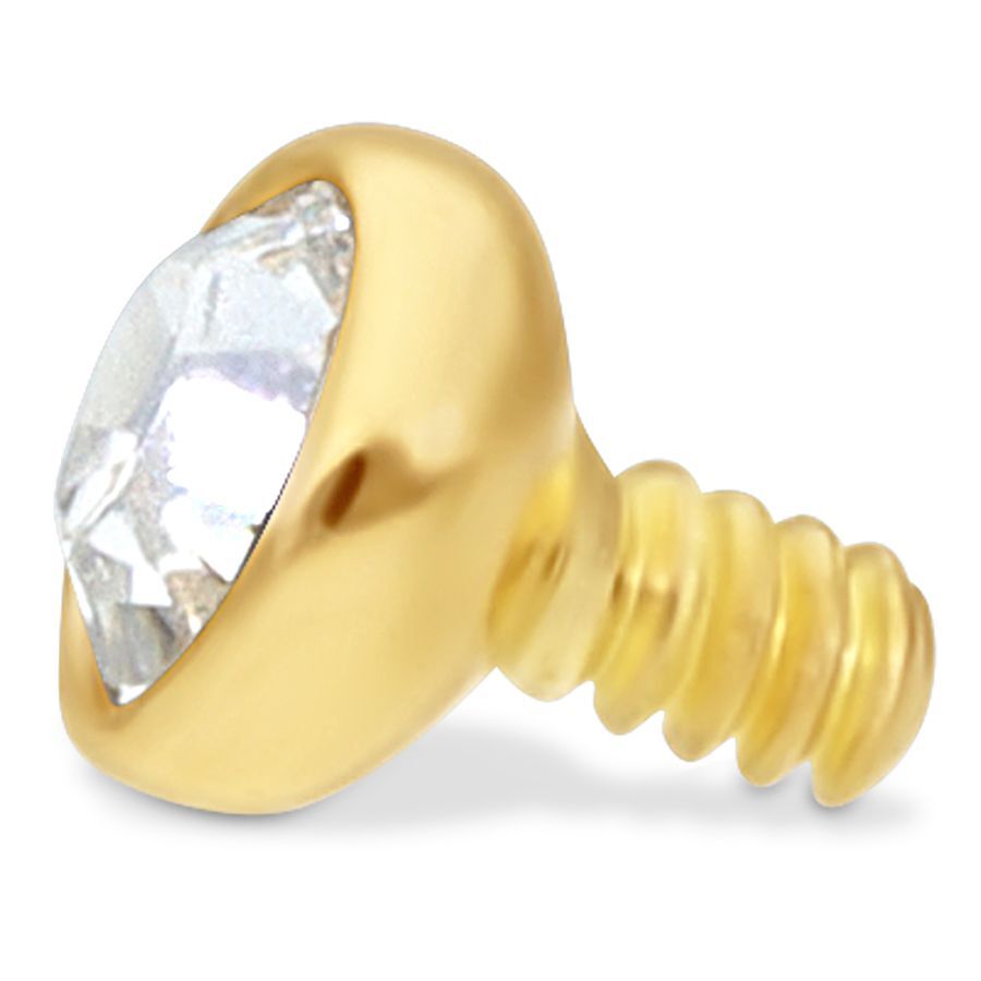 18K Kultakoru kirkkaalla kristallilla Kultainen labret kirkkaalla kristallilla valkoisella taustalla