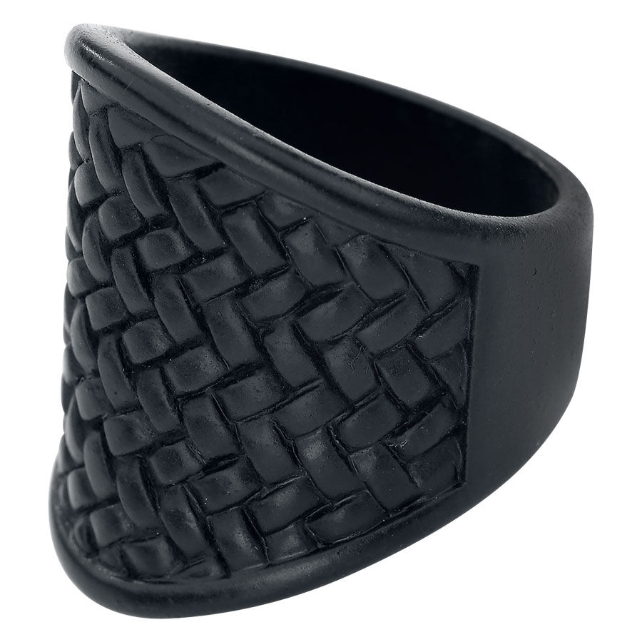Anti-Black messinkisormus koko 21 mm Musta messinkisormus punotulla kuviolla, koko 21 mm