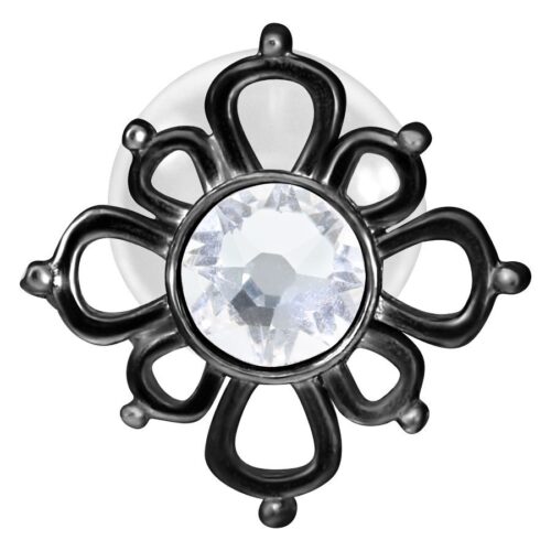 Musta labret orientaalisella designilla ja kirkkaalla kristallilla valkoisella taustalla