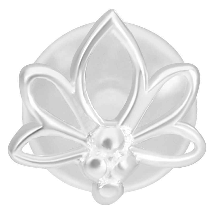 Hopeinen Lotus Push-Fit Labret kukkakuviolla valkoisella taustalla