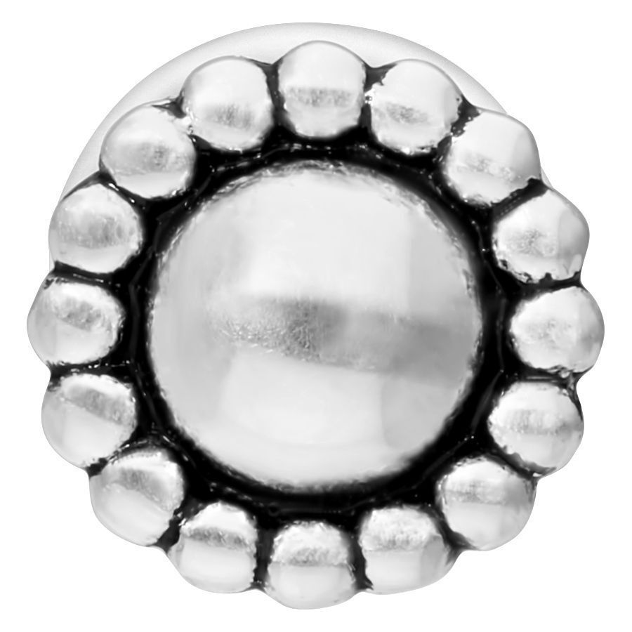 Hopeinen Push-Fit Labret pyöreällä levyllä ja pallokuviolla