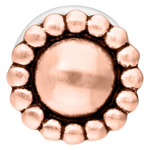 Ruusukultainen Nub Labret Push-Fit kiiltävällä, pyöreällä muotoilulla valkoisella taustalla