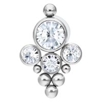 Bindi Push-fit Labret kristalleilla Hopeinen Push-fit Labret kirkkailla kristalleilla valkoisella taustalla