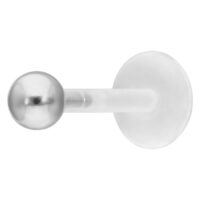 Hopeinen Ball Push-Fit Labret kirurginteräksestä valkoisella taustalla