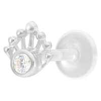 Hopeinen Mermaid Push-Fit Labret kristallilla Hopeinen Labret-lävistys kristallilla valkoisella taustalla