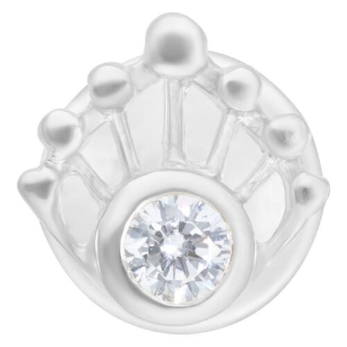 Hopeinen Push-Fit Labret kirkkaalla kristallilla, studiotausta