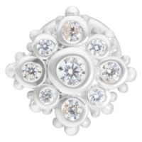 Hopeinen labret kimaltavilla kristalleilla valkoisella taustalla