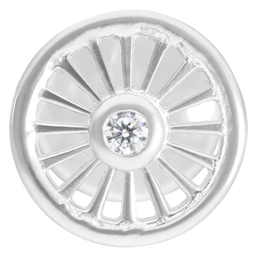 Suncircle Push-Fit Labret Hopea Kristallilla Hopeinen Suncircle Push-Fit Labret pyöreällä kristallilla valkoisella taustalla