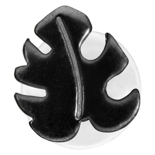 Musta Monstera Labret Push-Fit, kiiltävä lehtimuotoilu