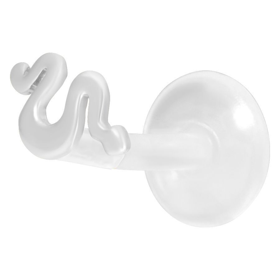 Hopeinen käärme-labret-koru valkoisella taustalla