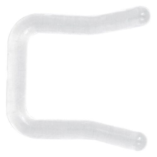 Läpinäkyvä, kaareva septum keeper joustavasta bioplastista valkoisella taustalla