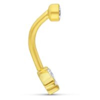 18K kultainen mikrobananabell kristallilla 18K kultainen bananabell kirkkaalla kristallilla valkoisella taustalla