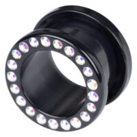 Darkside Tunnel Aurora Boreale 14mm Musta akryylitunneli Aurora Boreale -kristalleilla, 14mm
